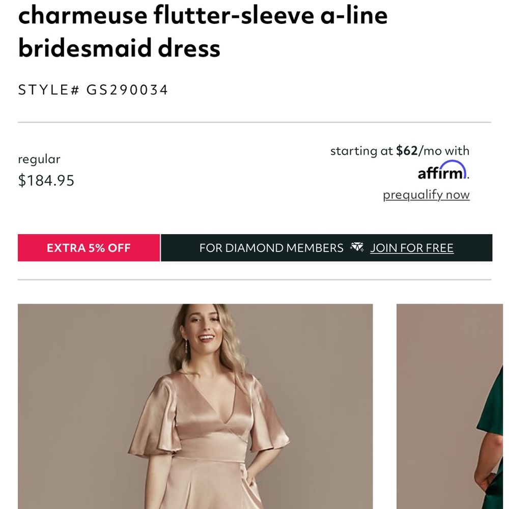 charmeuse flutter-sleeve a-line bridesmaid dress in color sand size 20